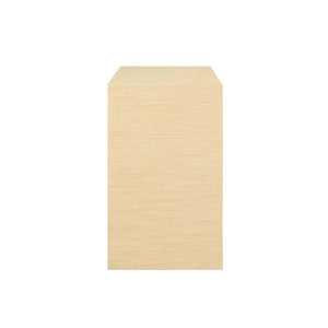 TWO DRAWER SIDE TABLE IN NATURAL GRASSCLOTH WITH CERUSED OAK HANDLES