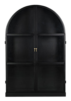 Yoke Hutch Industrial Steel and Glass Matte Black Cabinet
