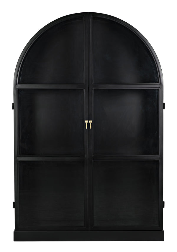 Yoke Hutch Industrial Steel and Glass Matte Black Cabinet