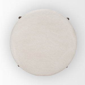 Gwynn Oatmeal Fabric w/ Dark Brown Wood Ottoman