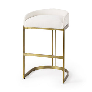 Hollyfield 20.5 x 19.7 x 32.7 Cream Fabric Seat W/ Gold Metal Base Bar Stool