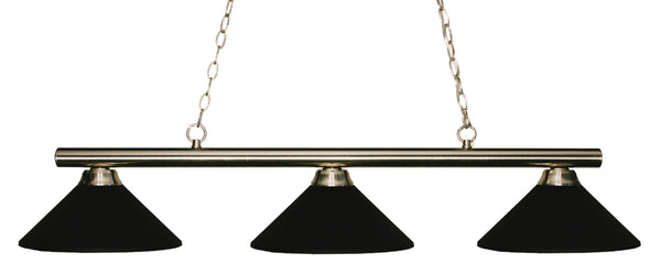 Sharp Shooter 3 Light Billiard Light in Brushed Nickel Finish