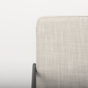 Stamford Beige Upholstered Seat w/ Wood Back, Black Metal Frame Dining Chair w/ Arms