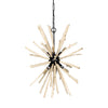 Jules 25x25 Blonde Wood and Black Metal Six Bulb Chandelier Light