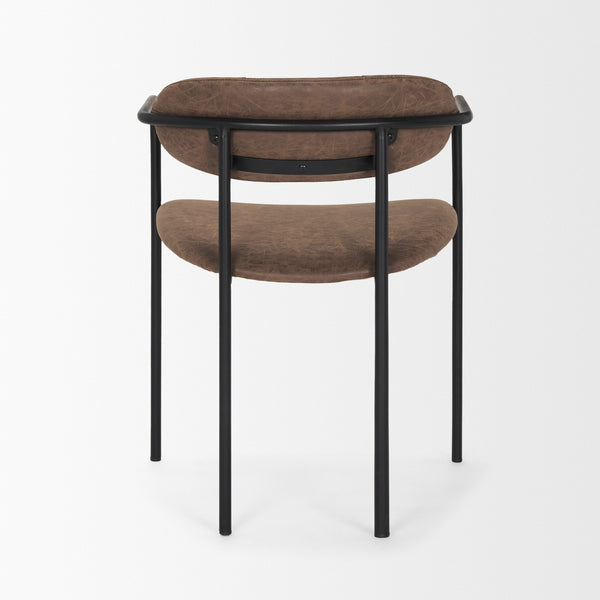 Parker Muted Brown Faux Leather w/ Black Metal Dining Chair