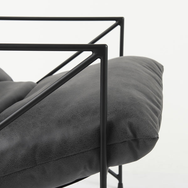 Leonidas 28.5L x 29.5W x 34.0H  Black Faux Leather Seat W/ Black Metal Frame Accent Chair