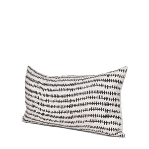 Jenna Cream w/ Black Print Linen Lumbar Decorative Pillow Cover