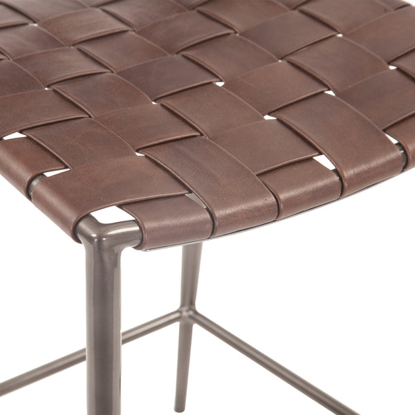 Copenhagen 17" Buffalo Leather and Iron Counter Chair, Brown