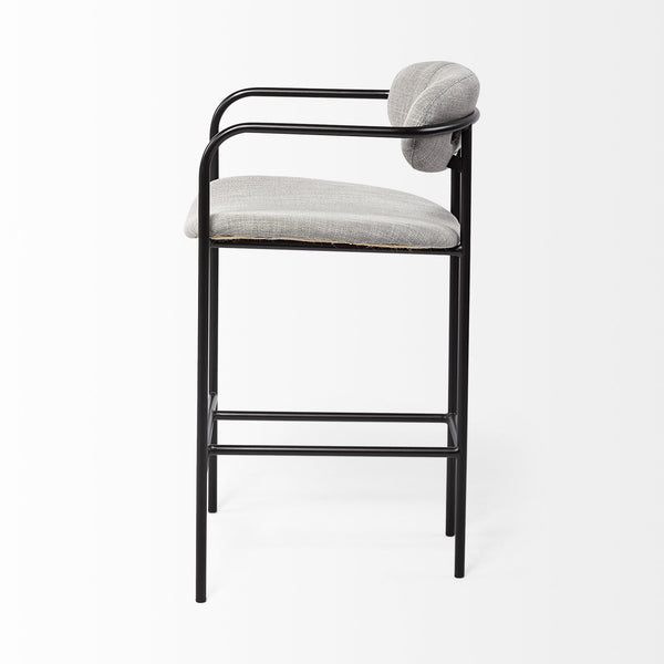 Parker Gray Fabric Seat Black Metal Counter Stool