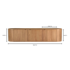 Theo Media Bench in Natural Oak