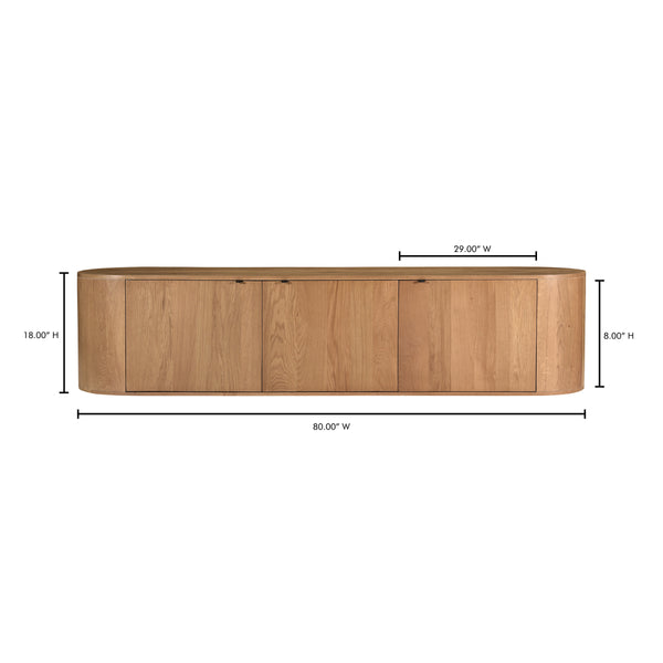 Theo Media Bench in Natural Oak