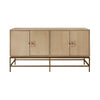 FOUR DOOR BUFFET WITH ANTIQUE BRASS METAL BASE IN CERUSED OAK