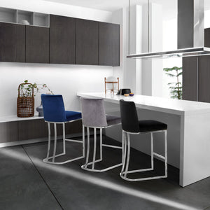 Rick Stool In Black Velvet and Chrome
