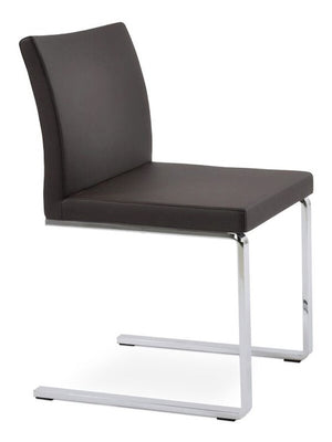 Aria flat chrome plated steel brown leatherette