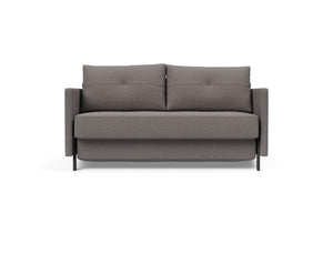 CUBED FULL SOFA BED in MIXED DANCE GREY FABRIC WITH Black Steel LEGS 521