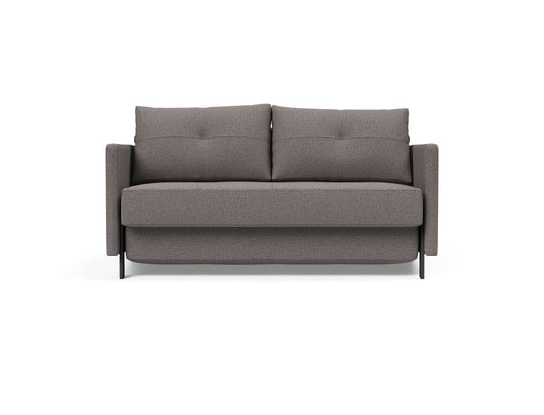 CUBED FULL SOFA BED in MIXED DANCE GREY FABRIC WITH Black Steel LEGS 521