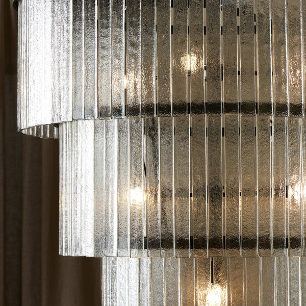 Meredith Large Chandelier in Clear Textured Glass