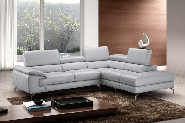 Toni Premium Leather Sectional In Right Facing Chaise