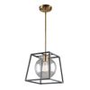 Bridegtown 1 Light Cage Pendant in Black & Harvest Brass