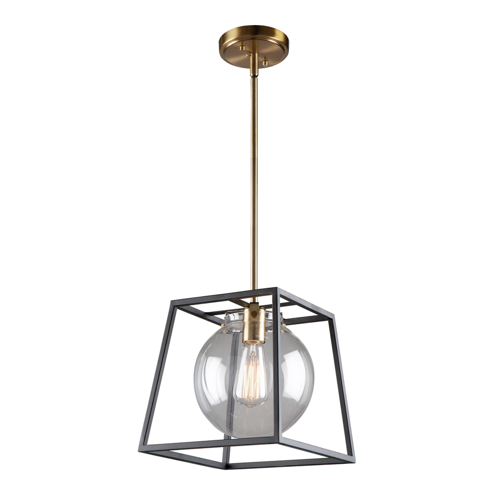 Bridegtown 1 Light Cage Pendant in Black & Harvest Brass