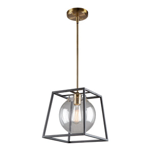Bridegtown 1 Light Cage Pendant in Black & Harvest Brass