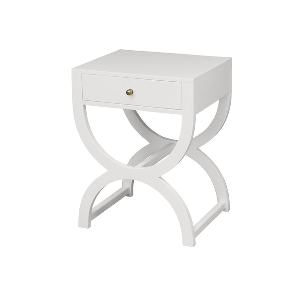 ONE DRAWER SIDE TABLE IN WHITE LACQUER