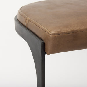 Tyson 17L x 18W x 31H Brown Leather W/ Metal Frame Bar Stool