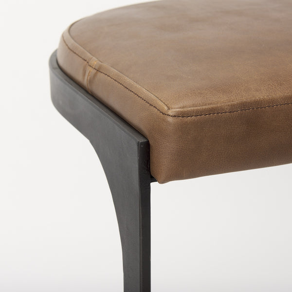 Tyson 17L x 18W x 31H Brown Leather W/ Metal Frame Bar Stool