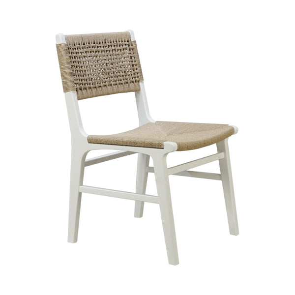 RATTAN WRAPPED DINING CHAIR IN MATTE WHITE LACQUER