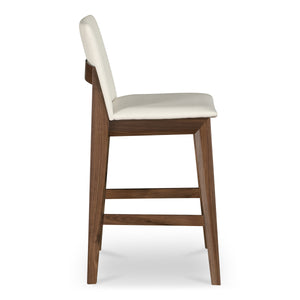 Deco Counter Stool in White with Walnut Frame