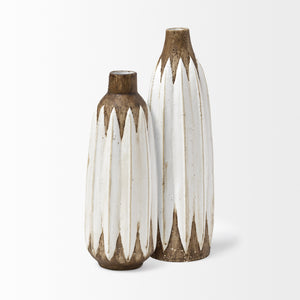 Sisko I Short Rustic Brown White Ceramic Vase