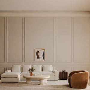 Thomas Left Sectional in Ivory Polyester
