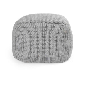 Performance Prism Outdoor Pouf - Handwoven Gray