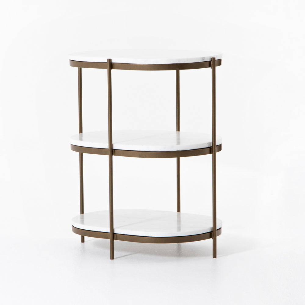 Felix Oval Nightstand in Antique Brass