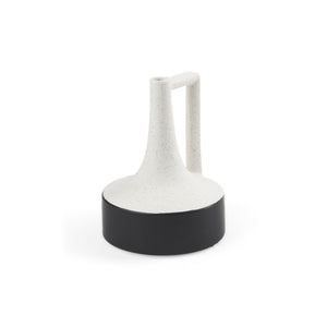 Burton 8.3H Small White and Black Ceramic Jug Vase