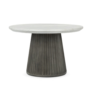 Caspia Outdoor Round Dining Table - Snowdrift White/Black