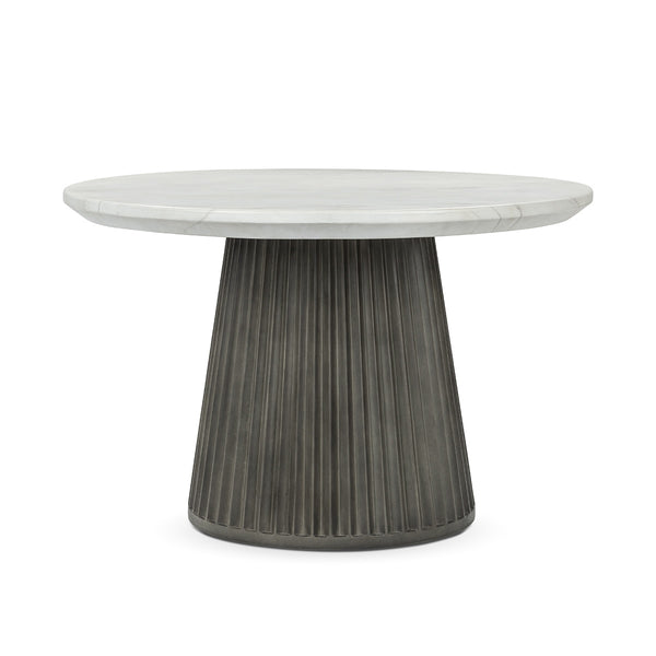 Caspia Outdoor Round Dining Table - Snowdrift White/Black