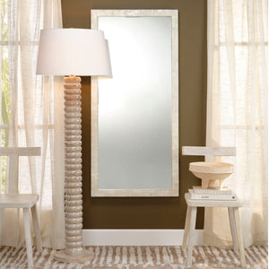 Abacus Mango Wood 1-Light Floor Lamp with Polyester Linen Shade