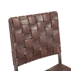Copenhagen 17" Buffalo Leather and Iron Counter Chair, Brown