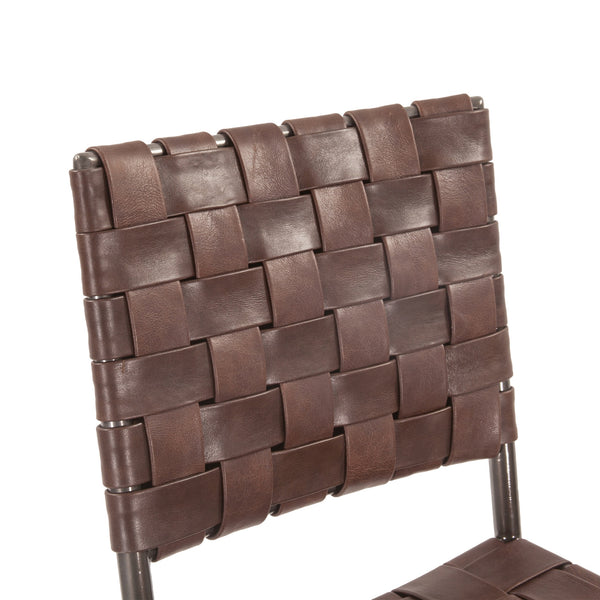 Copenhagen 17" Buffalo Leather and Iron Counter Chair, Brown