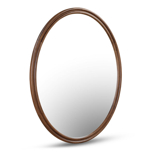 Alcott Oval Mirror in Walnut Finish