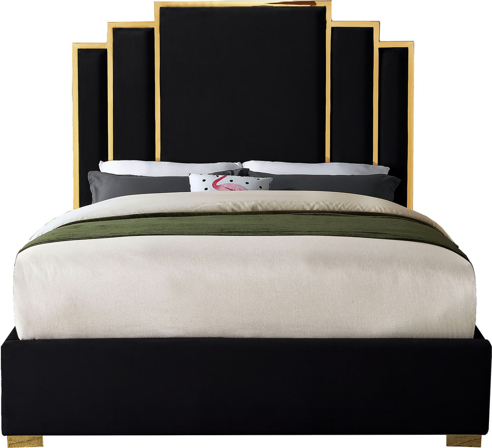 Geoffrey King Bed In Black Velvet