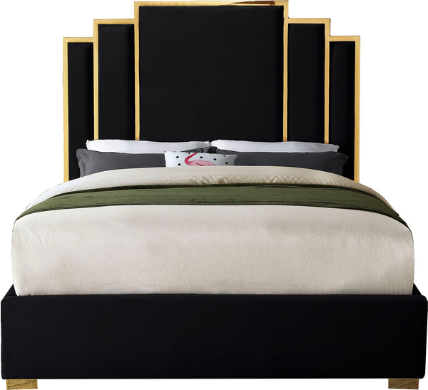 Geoffrey King Bed In Black Velvet