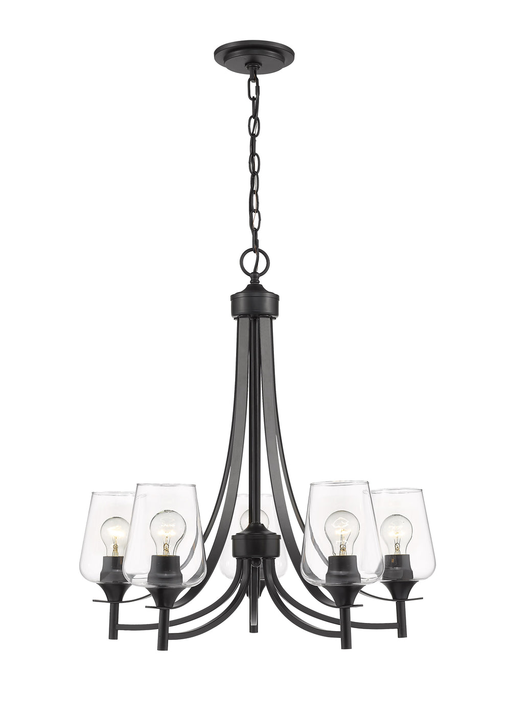 Joliet 5 Light Chandelier in Matte Black Finish