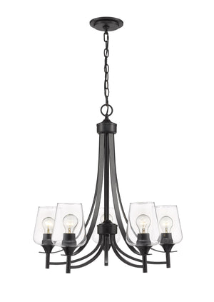 Joliet 5 Light Chandelier in Matte Black Finish