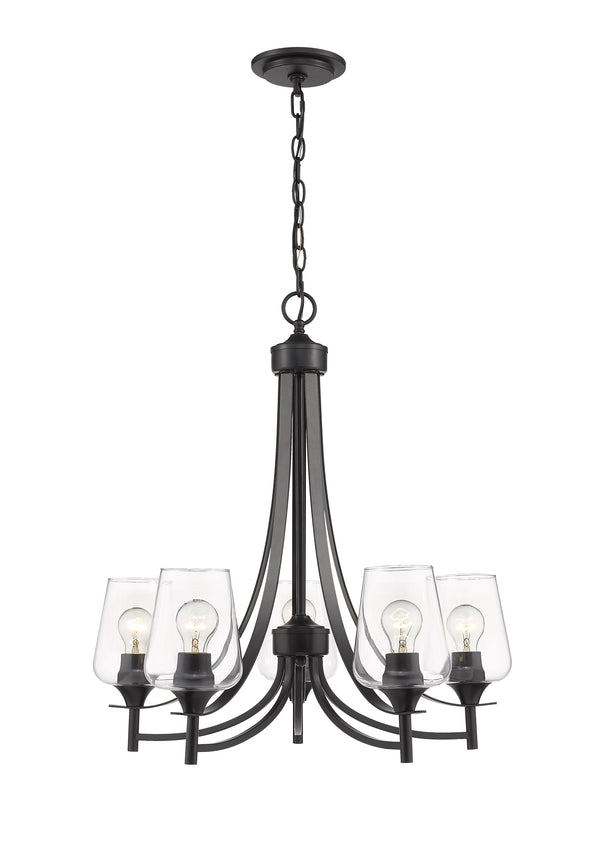 Joliet 5 Light Chandelier in Matte Black Finish
