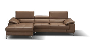 Jett Italian Leather Mini Sectional Left Facing Chaise in Caramel