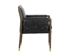 MAUTI DINING ARMCHAIR - DISTRESSED BROWN - CORTINA BLACK LEATHER
