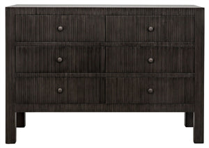 Conrad 6-Drawer Mahogany and Veneer Dresser with Brass Pulls in Pale Finish