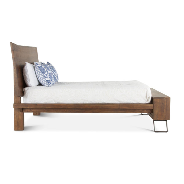 London Loft Acacia Wood Live Edge Queen Bed in Walnut Finish